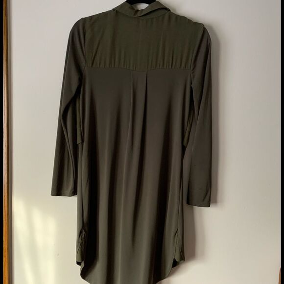 Topshop olive long-sleeved dress, great condition, size Small - Picture 3 of 9